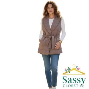 SPANX AirEssentials Puffsentials Vest Smoke Shawl Collar Pockets Size Large NWT